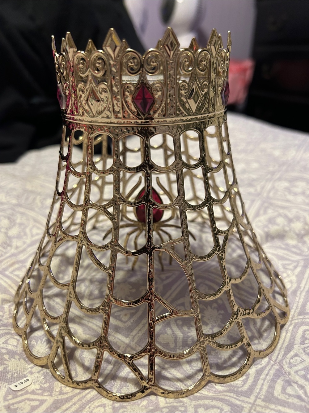 Bath & Body Works Single Wick Gold Crown candle holder with Spider and gem stone